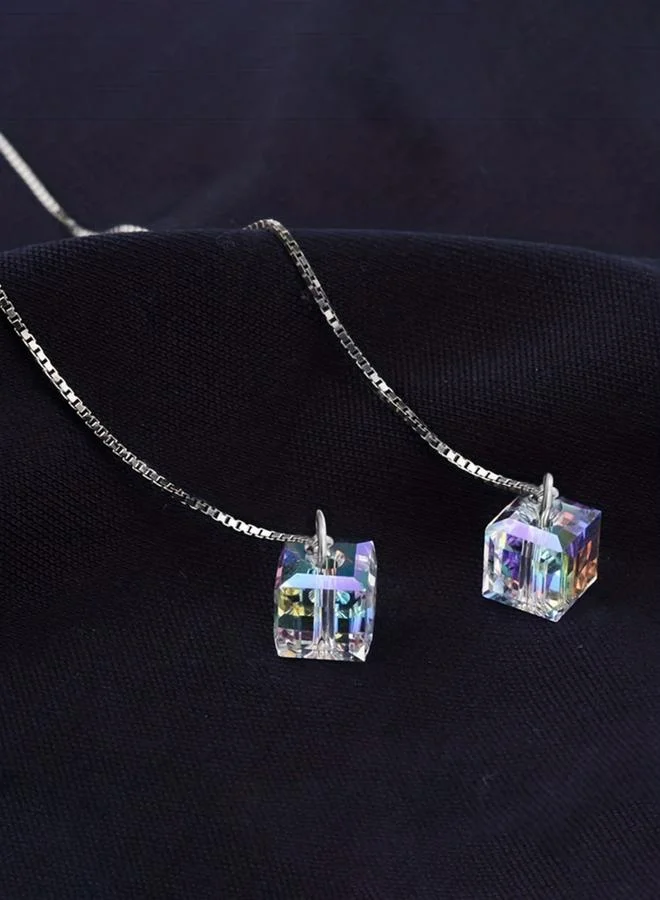 تايك تو أقراط راينستون بتصميم مربع